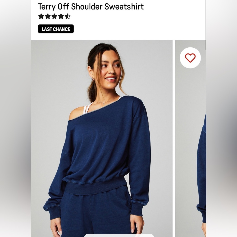 Navy Blue Off-Shoulder Sweatshirt